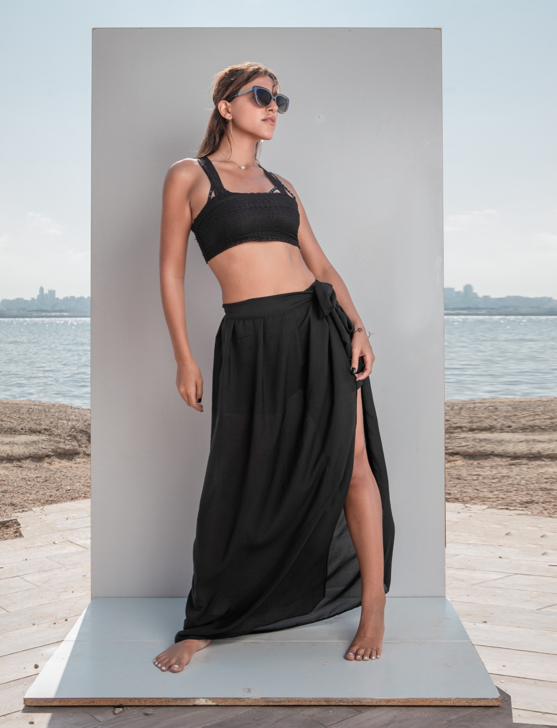 Black Chiffon Skirts - Florencia Swimwear